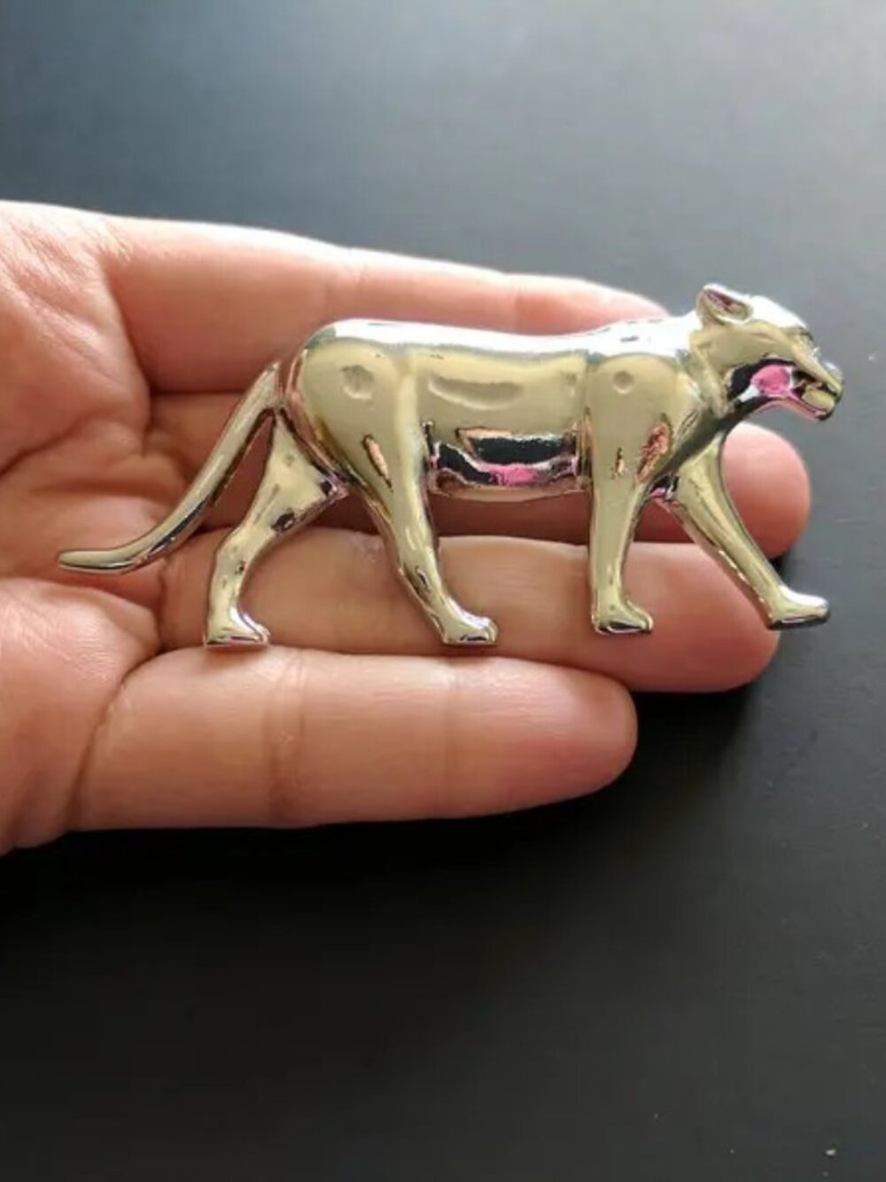 Silver Panther Brooch Vintage 80s Brooch Wild Felines Lapel Pin